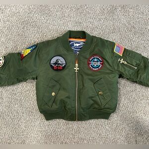 Kids Green Bomber Jacket with Patches